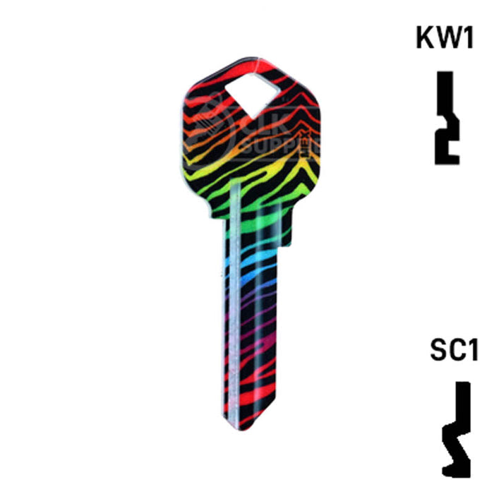 Happy Keys- Rainbow Zebra Key (Choose Keyway) Residential-Commercial Key Howard Keys