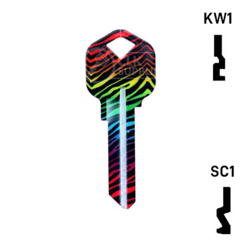 Happy Keys- Rainbow Zebra Key (Choose Keyway)