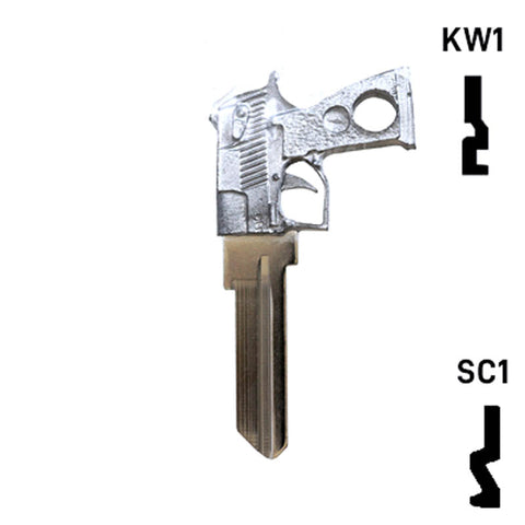 Key Art Pistol Key - Choose Keyway SC1 or KW1/KW10