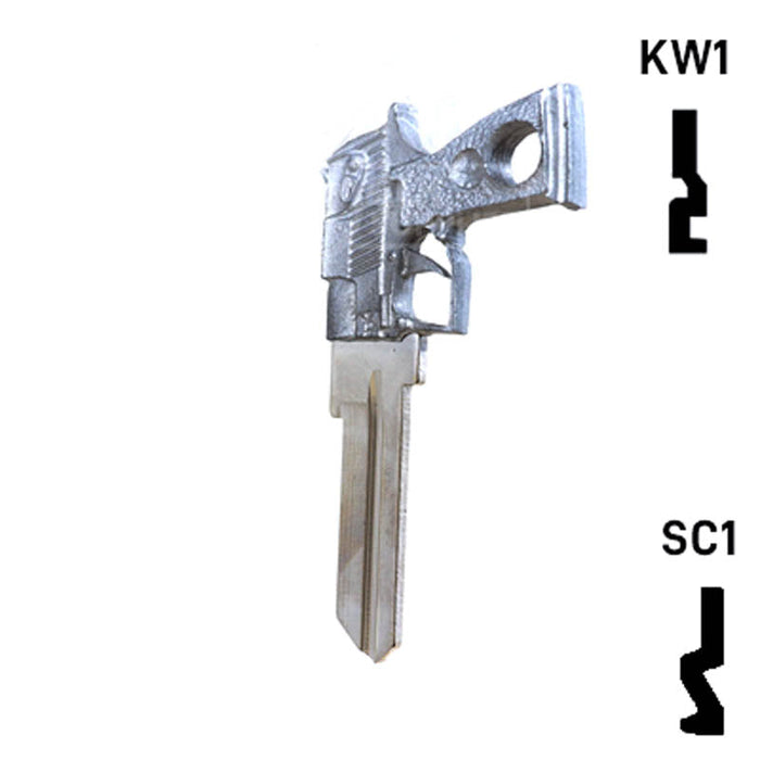 Key Art Pistol Key - Choose Keyway SC1 or KW1/KW10 Residential-Commercial Key Gun Keys
