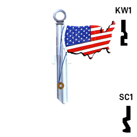 Krafty Keys: American Flag - Choose Keyway (SC1,KW1,10,WR5)