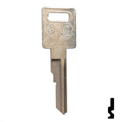Uncut Key Blank | B62, P1098AV | GM Key Automotive Key JMA USA