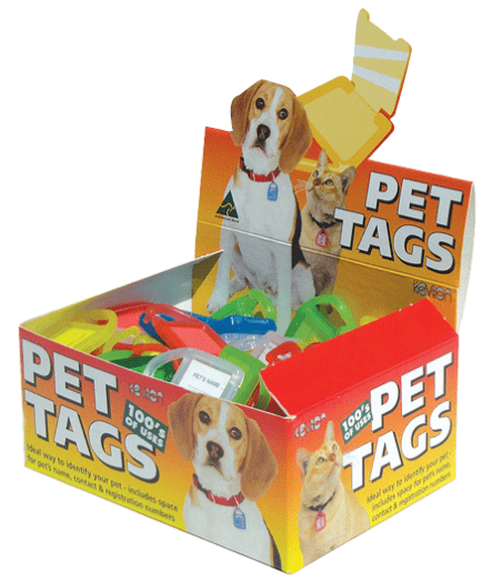 Kevron Pet Tag Box of 100 Mixed Colors Key Chains & Tags Kevron