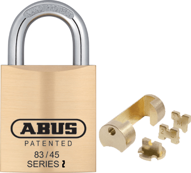 Abus 83/45 Rekeyable Padlock (For Key In Knob Cylinder) -Brass Body Rekeyable Padlocks Abus Lock Co.