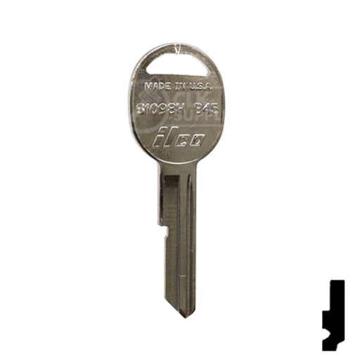 Uncut Key Blank | General Motors | S1098H, B45 Automotive Key Ilco