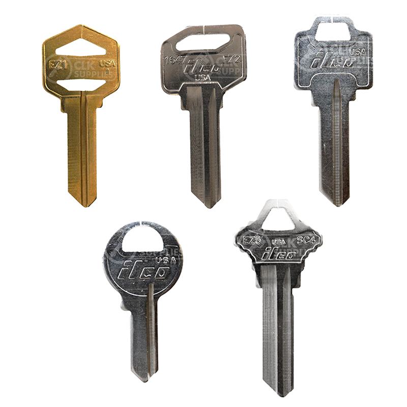 Uncut Key Blank Assortment | EZ-Set 1-5 | 50 Pack
