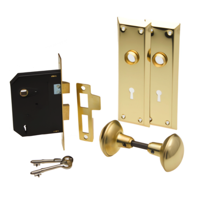 Bit Key Mortise Lockset Satin Brass | US3 Mortise Lock Ilco