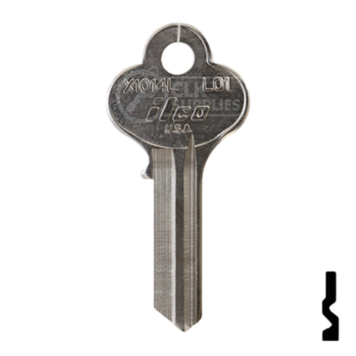 Uncut Key Blank | Illinois | X1014L, LO1 Office Furniture-Mailbox Key Ilco