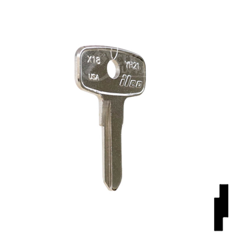 Uncut Key Blank | Yamaha, Kawasaki Motorcycle | X18 ( YH21 ) — CLK