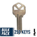 250 Pack KW1 ( Nickel Plated ) Residential-Commercial Key JMA USA