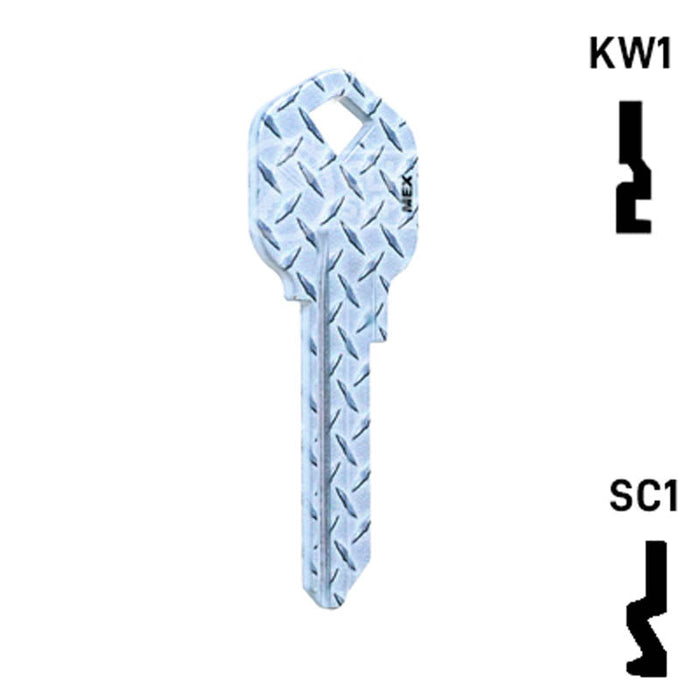 Happy Keys- Diamond Plate Key (Choose Keyway) Residential-Commercial Key Howard Keys
