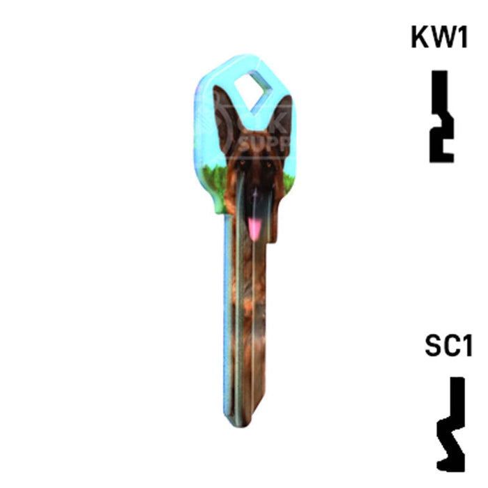 Happy Keys- German Shepherd Key (Choose Keyway) Residential-Commercial Key Howard Keys