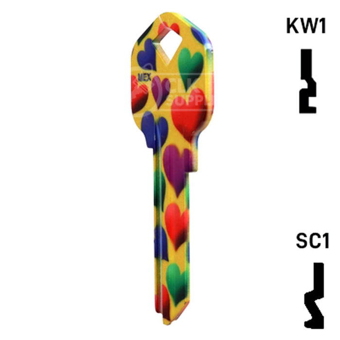 Happy Keys- Hearts Key (Choose Keyway) Residential-Commercial Key Howard Keys