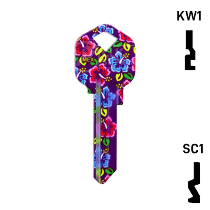 Happy Keys- Hibiscus Flowers Key (Choose Keyway) Residential-Commercial Key Howard Keys
