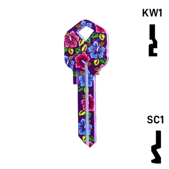 Happy Keys- Hibiscus Flowers Key (Choose Keyway) Residential-Commercial Key Howard Keys