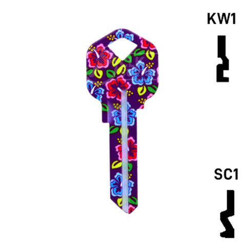 Happy Keys- Hibiscus Flowers Key (Choose Keyway)