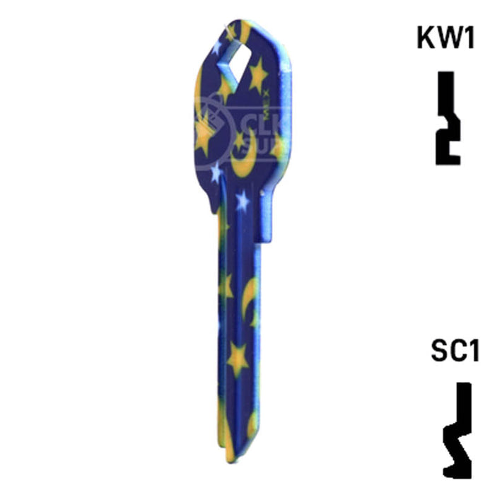 Happy Keys- Moon & Stars SC1 Key (Choose Keyway) Residential-Commercial Key Howard Keys