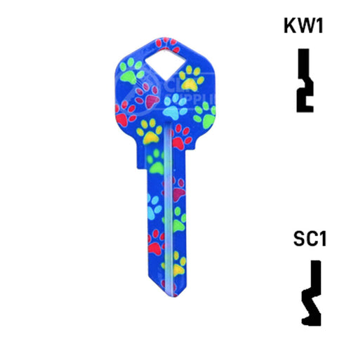 Happy Keys- Paw Prints Key (Choose Keyway)