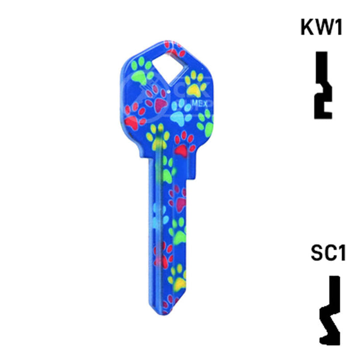 Happy Keys- Paw Prints Key (Choose Keyway) Residential-Commercial Key Howard Keys