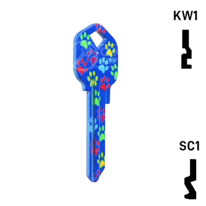 Happy Keys- Paw Prints Key (Choose Keyway) Residential-Commercial Key Howard Keys