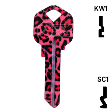 Happy Keys- Pink Leopard Print Key (Choose Keyway)