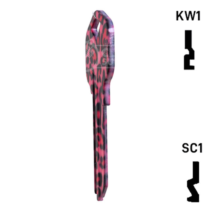 Happy Keys- Pink Leopard Print Key (Choose Keyway) Residential-Commercial Key Howard Keys