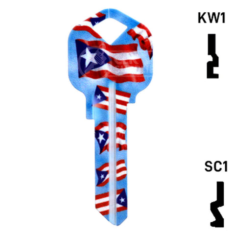 Happy Keys- Puerto Rican Flag Key (Choose Keyway)