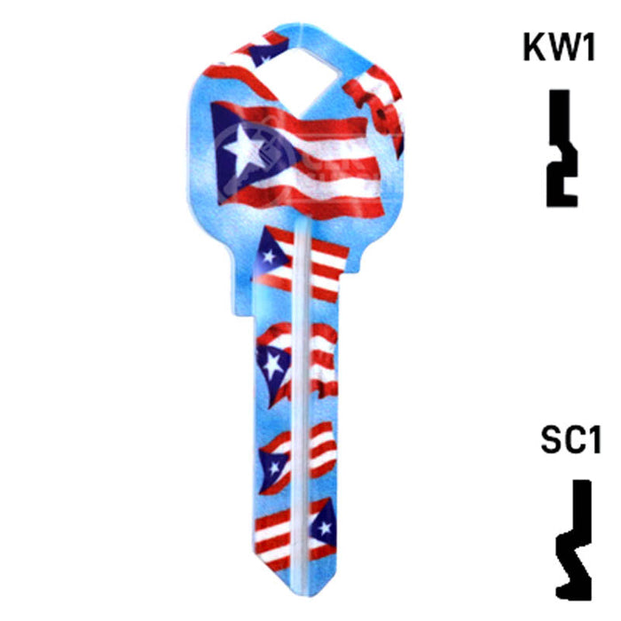 Happy Keys- Puerto Rican Flag Key (Choose Keyway) Residential-Commercial Key Howard Keys