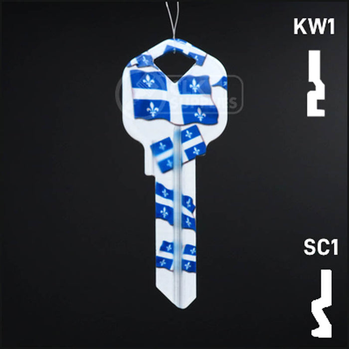 Happy Keys- Quebec Flag Key (Choose Keyway) Residential-Commercial Key Howard Keys