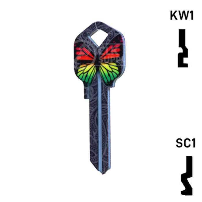 Happy Keys- Rainbow Butterfly Key (Choose Keyway) Residential-Commercial Key Howard Keys
