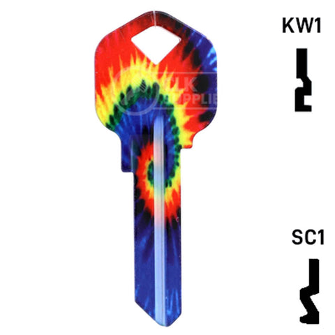 Happy Keys- Tie-Dye Key (Choose Keyway)