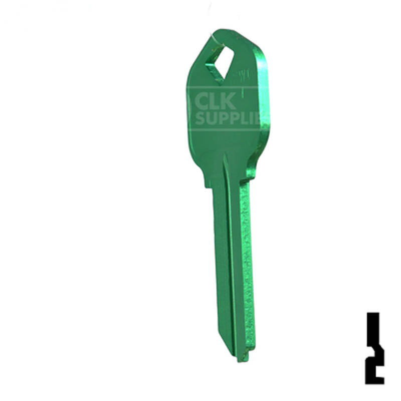 Uncut Aluminum Key Blank | Kwikset KW1 | Green — CLK Supplies