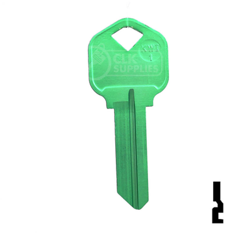 Uncut Aluminum Key Blank | Kwikset KW1 | Green — CLK Supplies