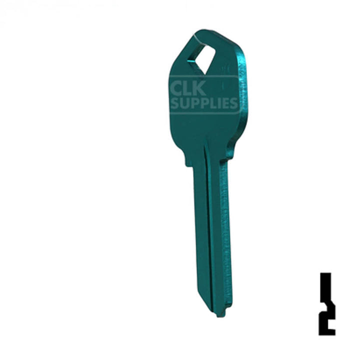 Uncut Aluminum Key Blank | Kwikset KW1 | Turquoise Residential-Commercial Key JMA USA