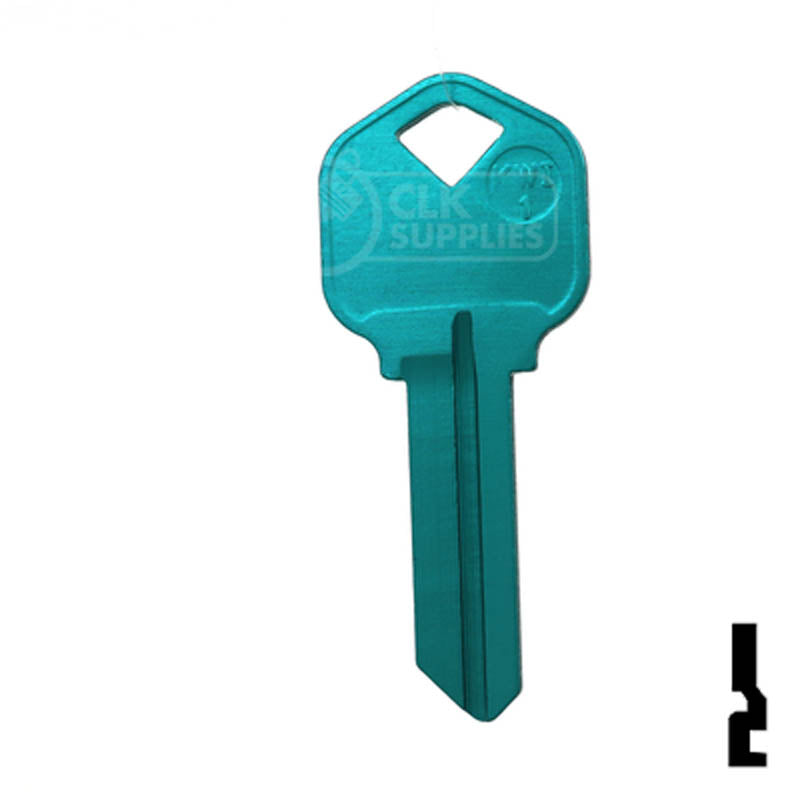 Uncut Aluminum Key Blank | Kwikset KW1 | Turquoise — CLK Supplies