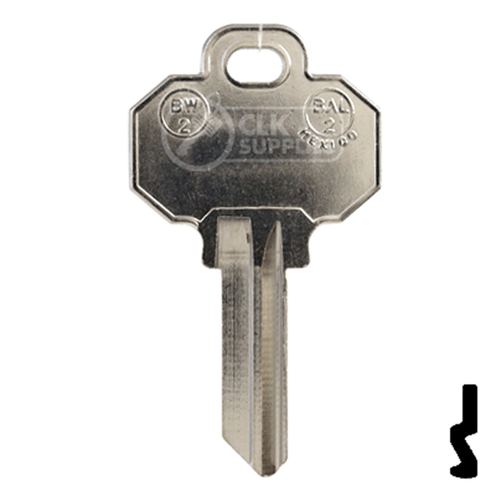 Uncut Key Blank | Baldwin | BW2-NP, 1510, BAL-2 Residential-Commercial Key JMA USA