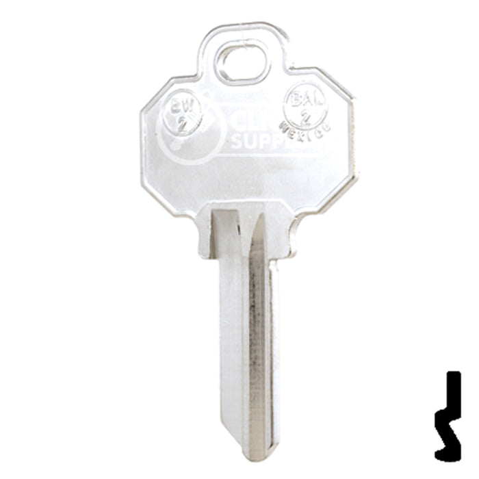 Uncut Key Blank | Baldwin | BW2-NP, 1510, BAL-2 Residential-Commercial Key JMA USA