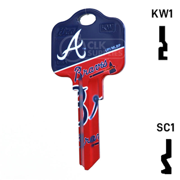 Uncut Key Blank | MLB ATLANTA BRAVES | Choose Keyway Residential-Commercial Key Ilco