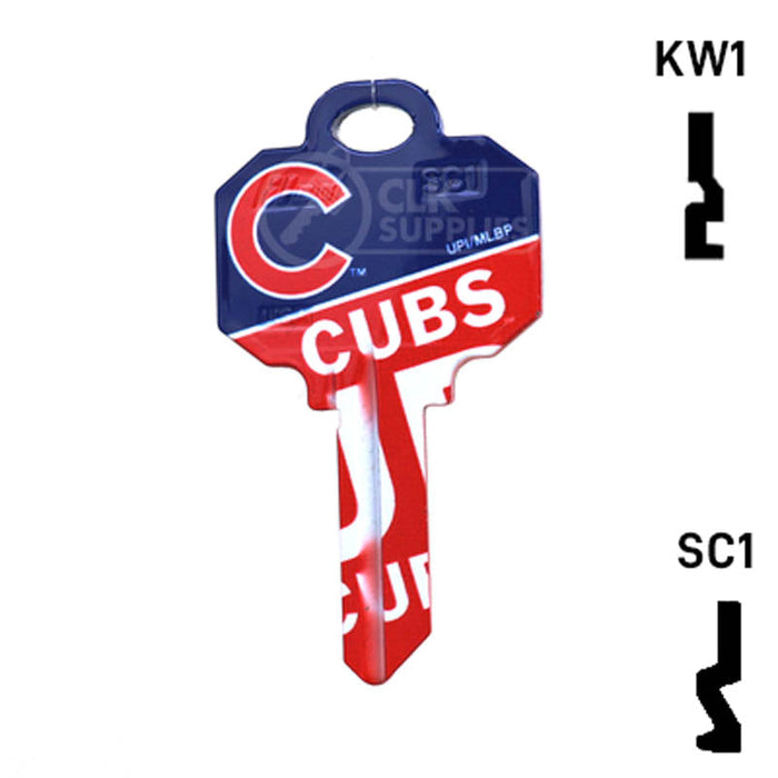 Uncut Key Blank | MLB CHICAGO CUBS | Choose Keyway Residential-Commercial Key Ilco