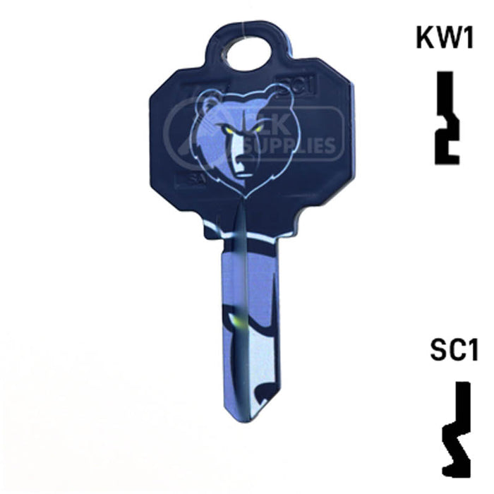 Uncut Key Blank | NBA Memphis Grizzlies | Choose Keyway Residential-Commercial Key Ilco