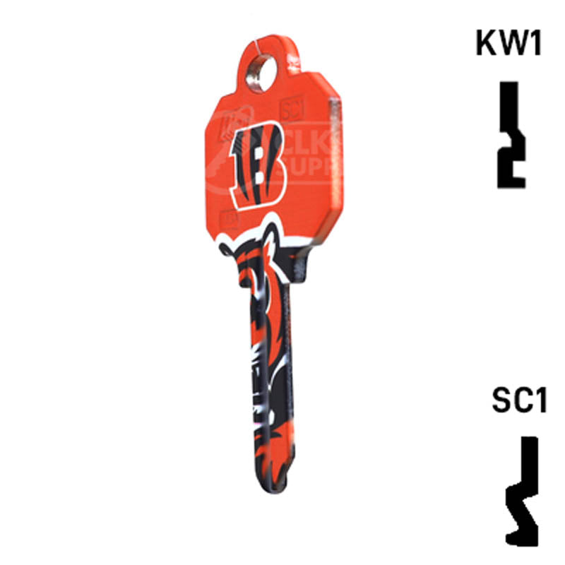 Uncut Key Blank | NFL Cincinnati Bengals | Choose Keyway Residential-Commercial Key Ilco