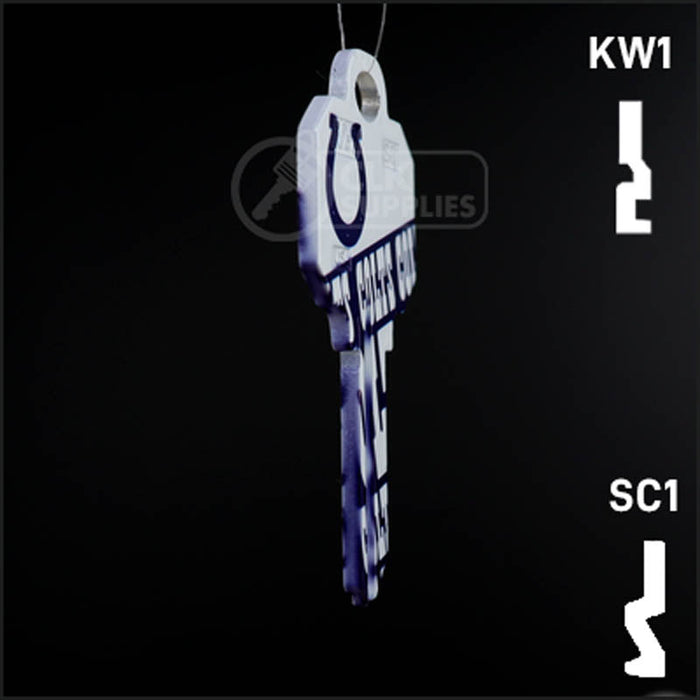 Uncut Key Blank |  NFL INDIANAPOLIS COLTS | Choose Keyway Residential-Commercial Key Ilco