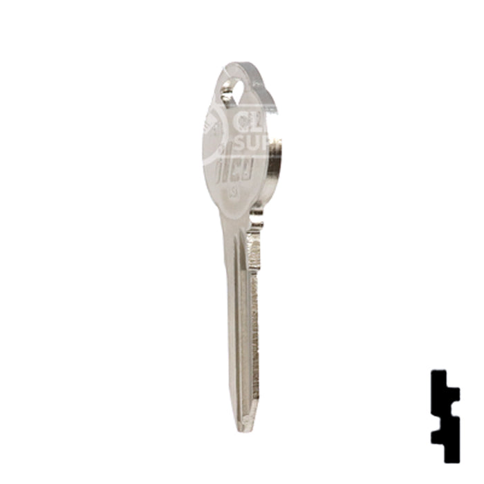 Uncut Key Blank | The Club | 1591L, CLB12 Residential-Commercial Key Ilco