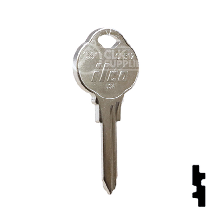 Uncut Key Blank | The Club | 1591L, CLB12 Residential-Commercial Key Ilco