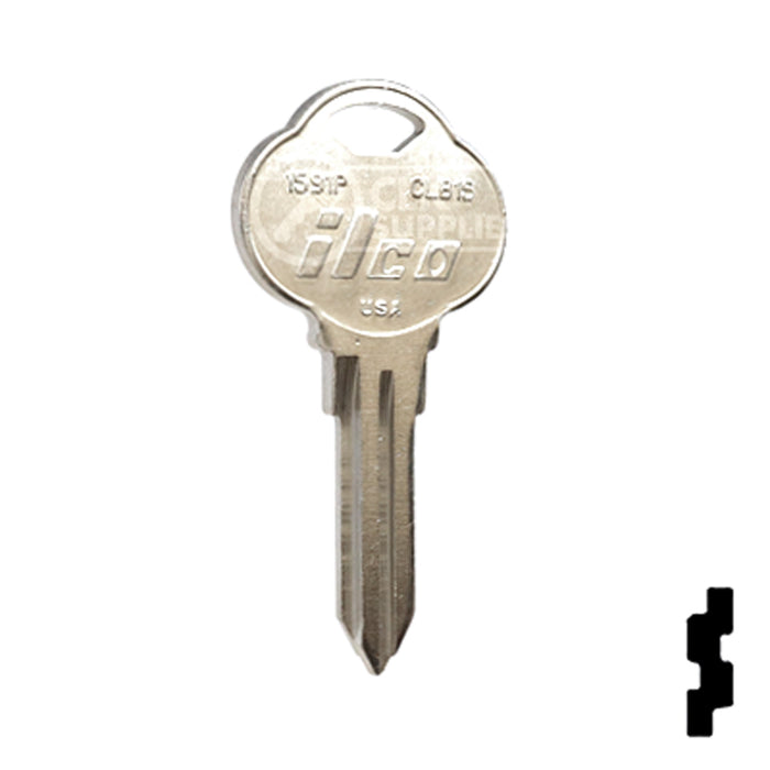 Uncut Key Blank | The Club | 1591P, CLB15 Residential-Commercial Key Ilco