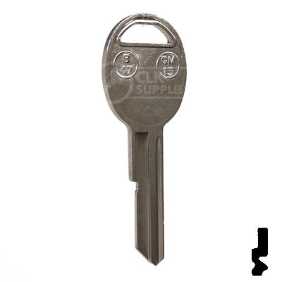 Uncut Key Blank | B47 "K", S1098K | GM Key Automotive Key JMA USA