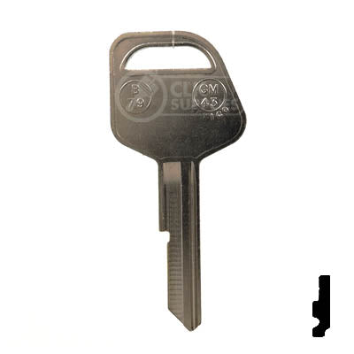 Uncut Key Blank | B79, S1098WH | GM Key Automotive Key JMA USA