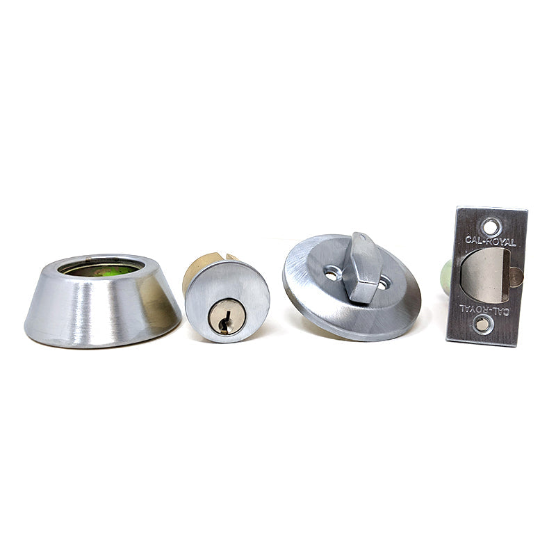 Cal-Royal Gate Latch Single Deadbolt - Schalge C - US26D 2-3/8" Grade 2 Deadbolt Cal-Royal