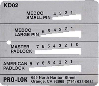 KD02 Key Gauge Medeco, Master Padlock, American Padlock Locksmith Tools Pro-Lok