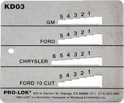 KD03 Key Gauge GM, Ford, Chrysler, Ford 10 Cut Locksmith Tools Pro-Lok